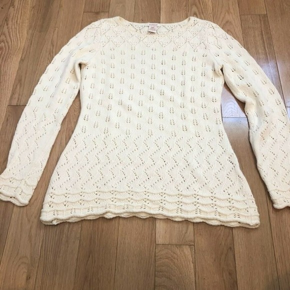 Sundance XS Off White Ivory Lace Knit Boho Sweater Super Soft Cottagecore - Picture 3 of 3